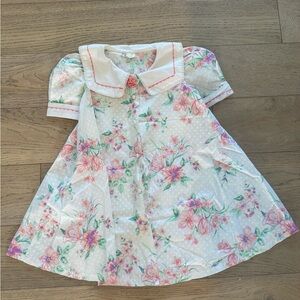 Vintage Floral Girls Dress peter pan Collar size 6